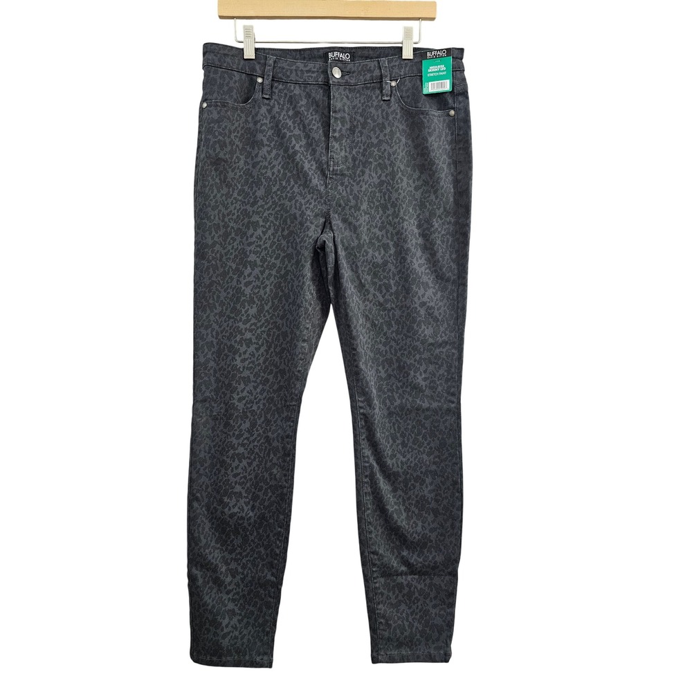 Buffalo Stretch Pant Womens 12/32 Black Leopard Hanna High Rise Skinny Leg Pant